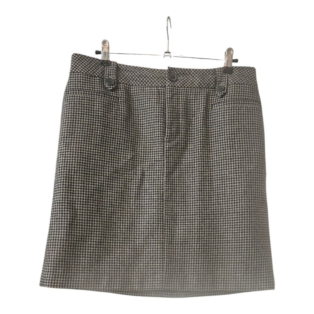 Eddie Bauer Houndstooth Mini Skirt Women 10 Wool Blend Casual Lined Preppy